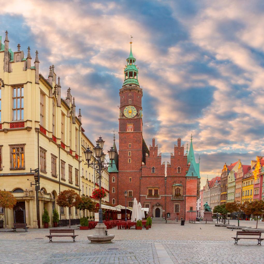 Krakauer Altstadtmarkt mit Blick auf die Marienkirche